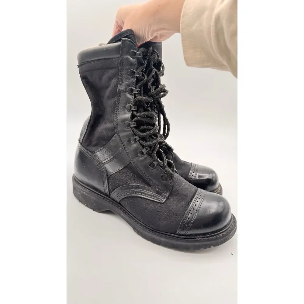 Corcoran Combat Boots Mens 8 EE Black Good Leather Canvas Jump Boots USA Made